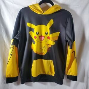 Pokemon Pikachu Hoodie Youth XL Black Yellow Pullover Sweatshirt Unisex 11